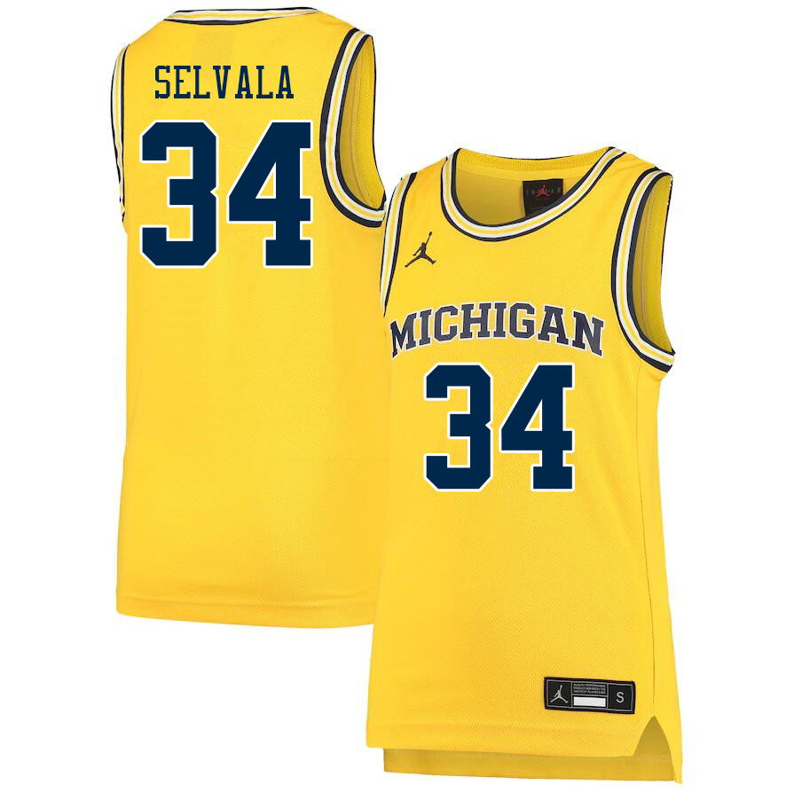 Men #34 Jackson Selvala Michigan Wolverines College Basketball Jerseys Sale-Yellow